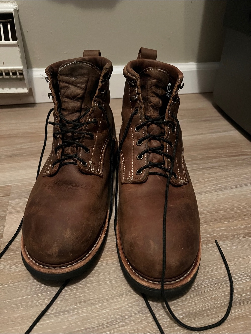 Men's Brown Leather Lace-Up Work Boots